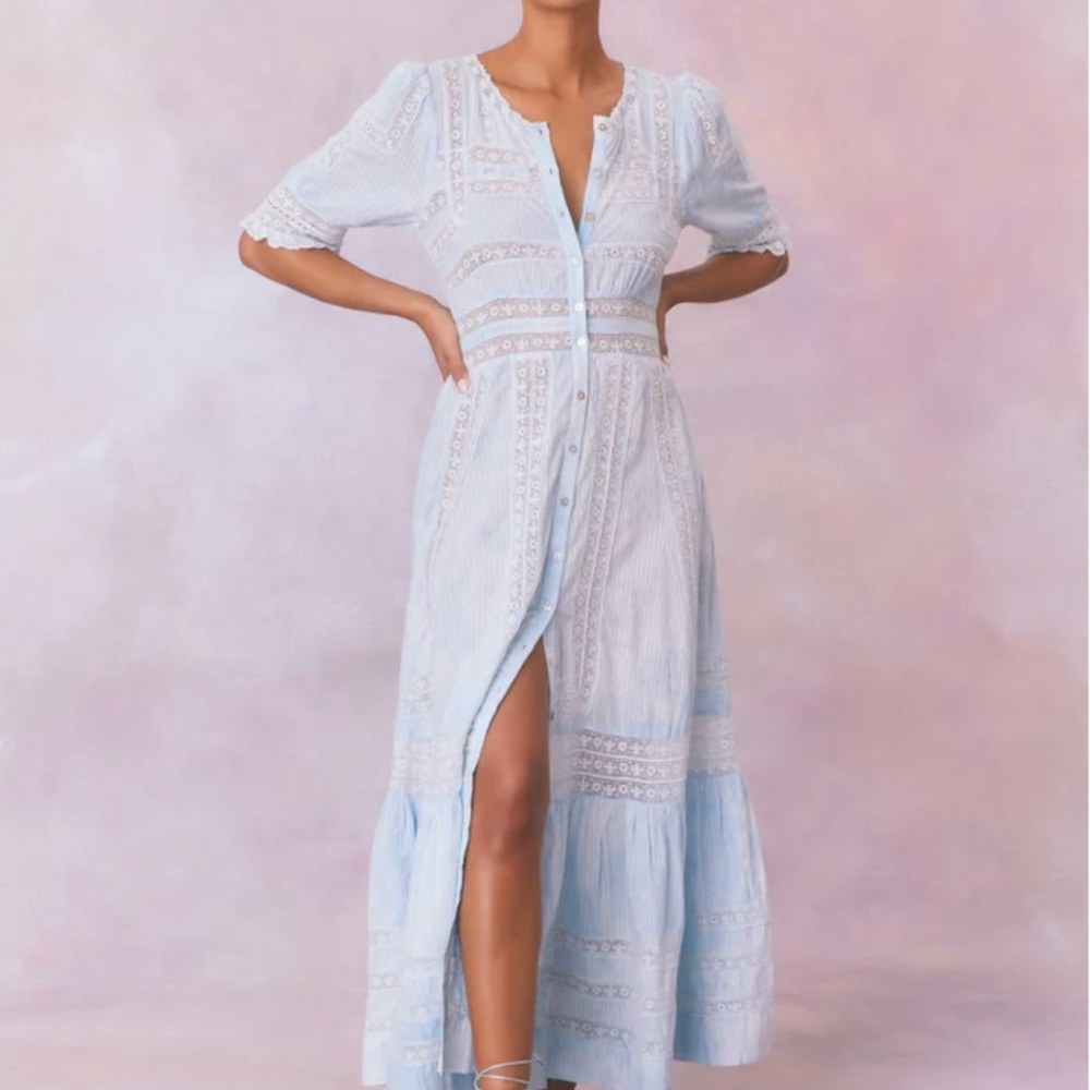 LOVESHACKFANCY MINKA Stripe Hand Dye Lace Maxi Dress- LIMITED EDITION!